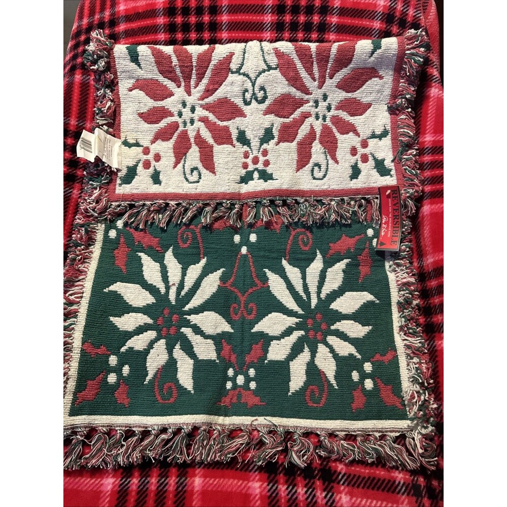 Park B. Smith Home For The Holidays Poinsettia Design Throw Rug 22" x 40"